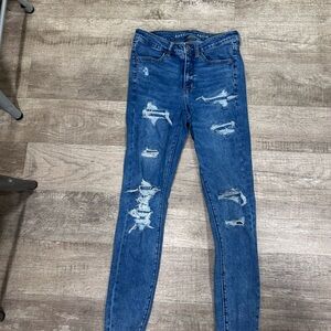 American Eagle Outfitters Ripped Blue Skinny Jeans